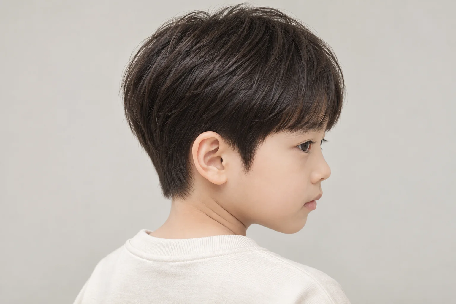 어린이 앞머리 길이와 옆선이 보이는 헤어디자인 참고 이미지