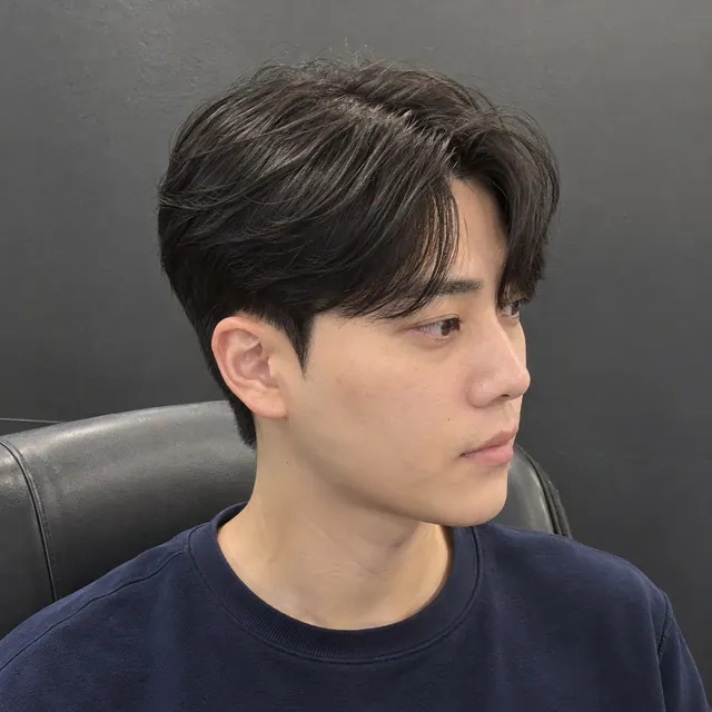 서면 남성 리프 커트와 옆머리 다운펌