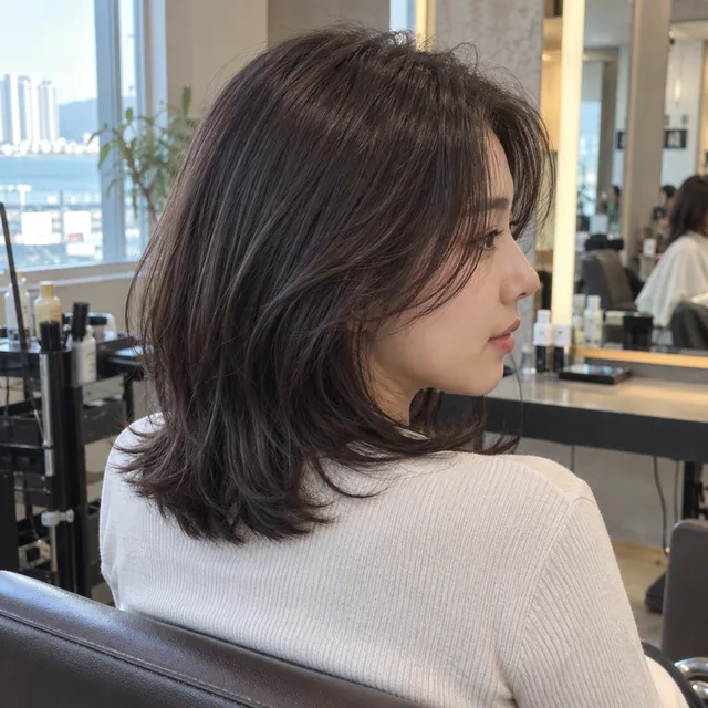 해운대 중동 여성 커트 비교를 위한 어깨 길이 레이어드컷